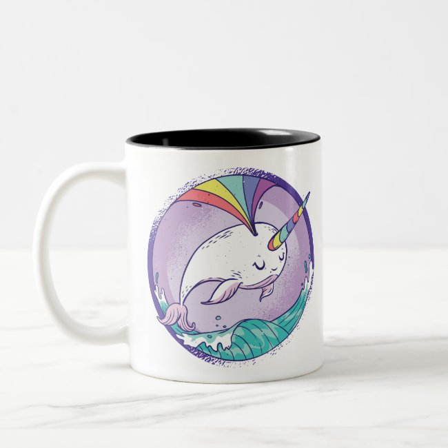 Rainbow Narwhale Two-Tone Coffee Mug