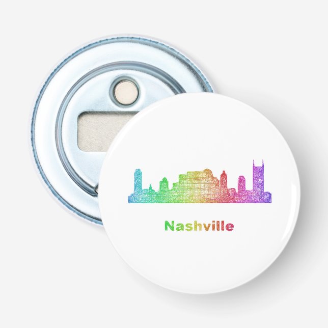 Rainbow Nashville skyline Bottle Opener (Front)