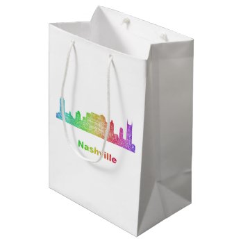 Rainbow Nashville Skyline Medium Gift Bag by ZYDDesign at Zazzle