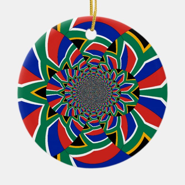 Rainbow Nation: Vibrant South Africa Art Print Ceramic Ornament (Front)