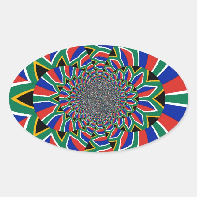 Rainbow Nation: Vibrant South Africa Art Print Oval Sticker (Front)