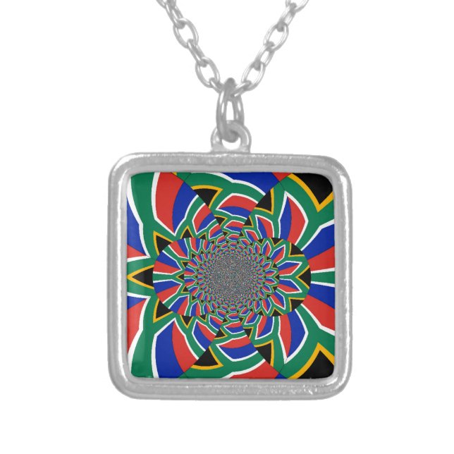 Rainbow Nation: Vibrant South Africa Art Print Silver Plated Necklace (Front)