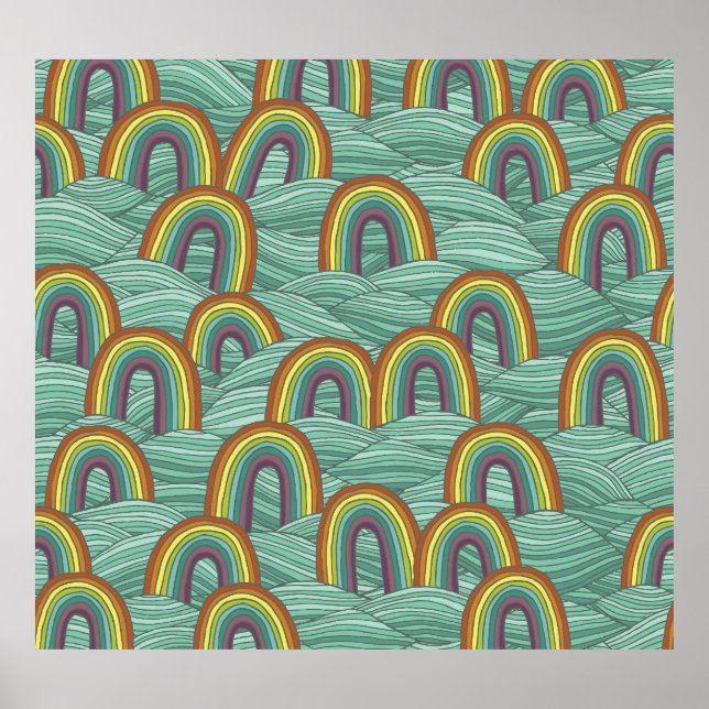 Rainbow Nature: Hand-Drawn Vintage Composition Poster (Front)