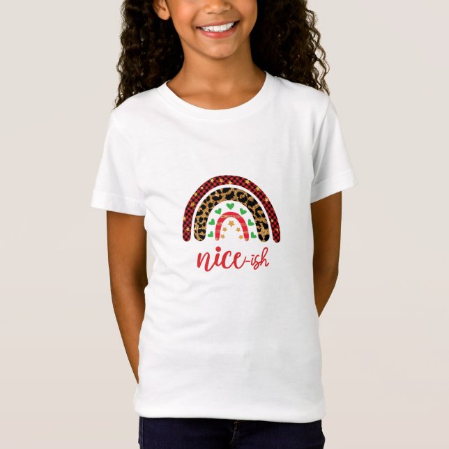 Rainbow Naughty Nice Christmas Shirt - Cute Gift (Front)