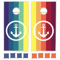 Rainbow Nautical Anchor Cornhole Set