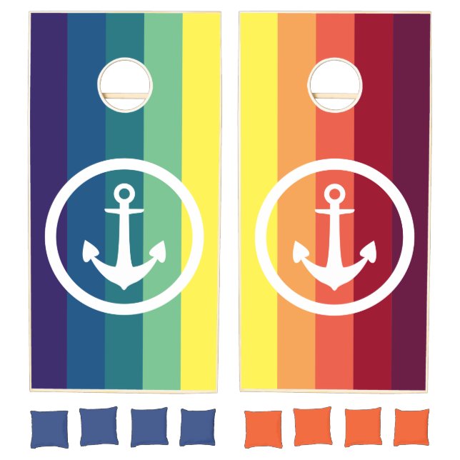 Rainbow Nautical Anchor Cornhole Set (Set)