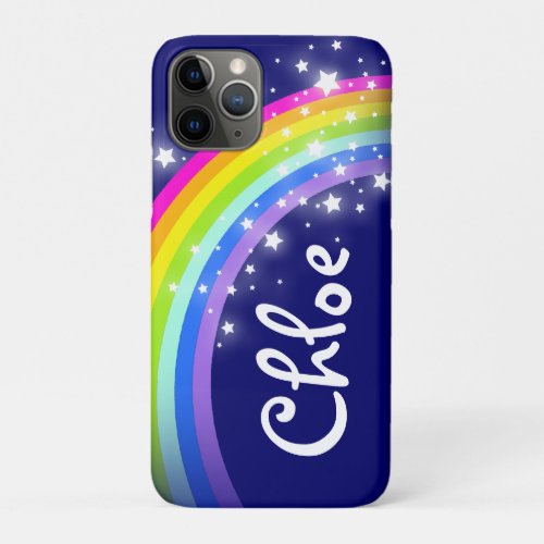 Rainbow navy blue night starry sky custom iPhone 11 pro case