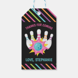 Rainbow Neon Bowling Birthday Party Favor Tags