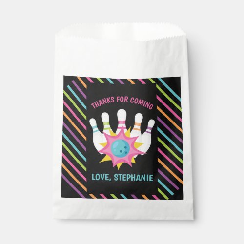 Rainbow Neon Bowling Birthday Party Thank You Favor Bag