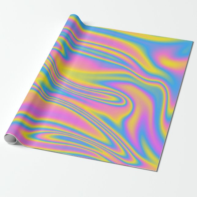 Rainbow Neon Gift Wrapping Paper (Unrolled)