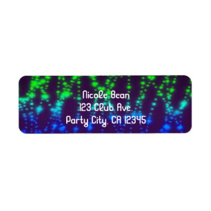 Rainbow Neon Glow Lights Sparkle Birthday Party Label