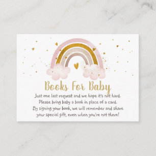 Rainbow Neutral Gold Pastel Baby Book Request Enclosure Card