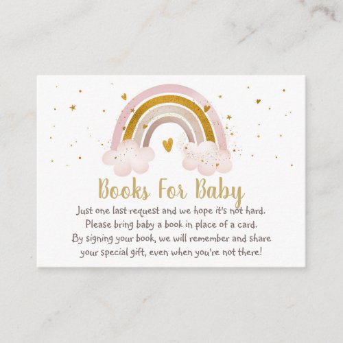 Rainbow Neutral Gold Pastel Baby Book Request Enclosure Card