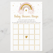 Rainbow Neutral Gold Pastel Baby Shower Bingo Game