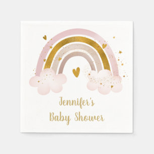 Rainbow Neutral Gold Pastel Baby Shower Napkins