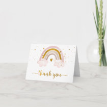 Rainbow Neutral Gold Pastel Baby Shower Thank You