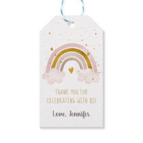 Rainbow Neutral Gold Pastel Baby Shower Thank You Gift Tags