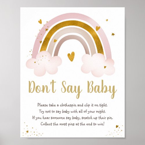 Rainbow Neutral Gold Pastel Dont Say Baby Game Poster
