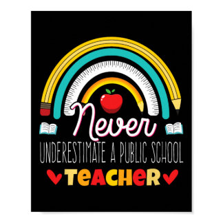 Rainbow Never Underestimate A Public School Teache Poster