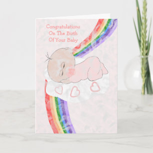 Rainbow New Born Baby Girl Card
