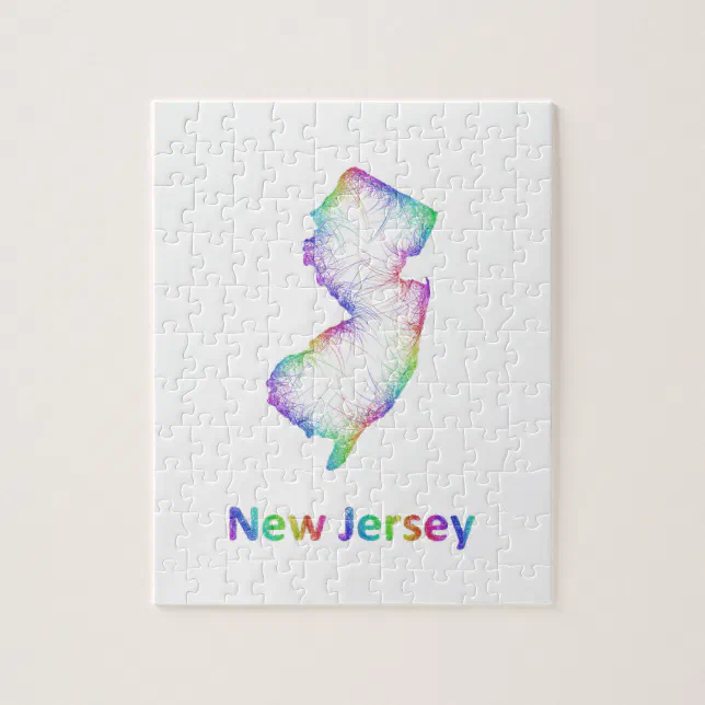 Rainbow New Jersey map Jigsaw Puzzle | Zazzle