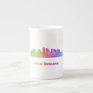 Rainbow New Orleans skyline Bone China Mug