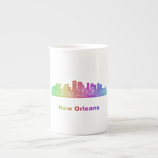 Rainbow New Orleans skyline Bone China Mug (Front)