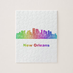 Rainbow New Orleans skyline Jigsaw Puzzle