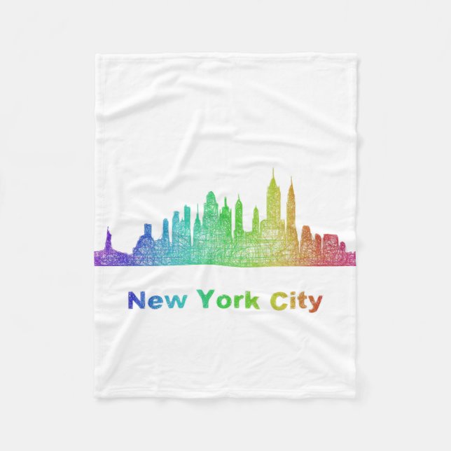 Rainbow New York City skyline Fleece Blanket (Front)