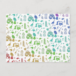 Rainbow New Zealand Pattern Postcard