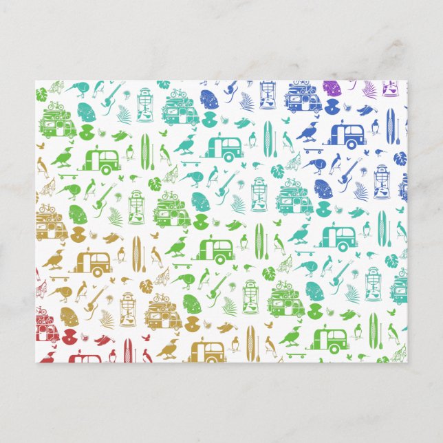 Rainbow New Zealand Pattern Postcard (Front)