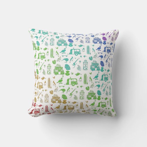 Rainbow New Zealand Pattern Throw Pillow