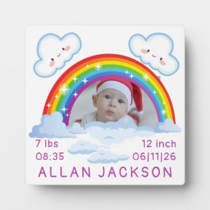 Rainbow Newborn Photo personalized Baby Gift Plaque