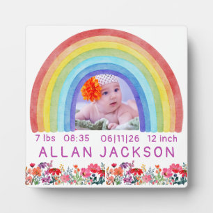 Rainbow Newborn Photo personalized Baby Gift  Plaque