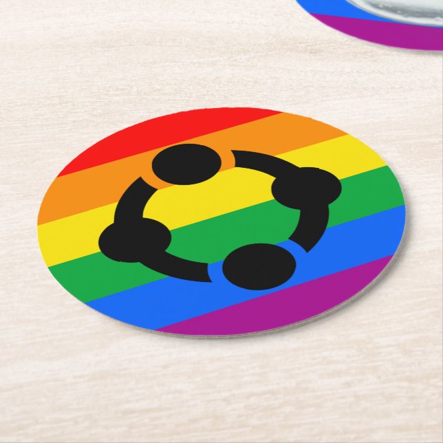 Rainbow Niche Pride Flag Round Paper Coaster (Angled)