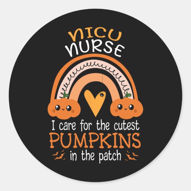 Rainbow Nicu Nurse Cutest Pumpkins In The Patch Ha Classic Round Sticker (Front)