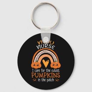 Rainbow NICU Nurse Cutest Pumpkins In The Patch Ha Keychain