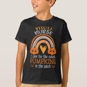 Rainbow NICU Nurse Cutest Pumpkins In The Patch Ha T-Shirt
