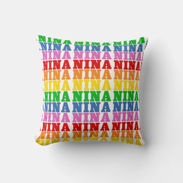 Rainbow Nina Throw Pillow (Front)