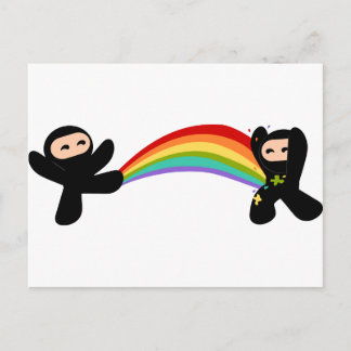 Rainbow Ninja Kick Postcard