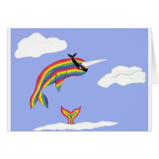 Rainbow Ninja Narwhal That Flies Cards (Front Horizontal)