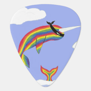 Rainbow Ninja Narwhal That Flies Guitar Pick