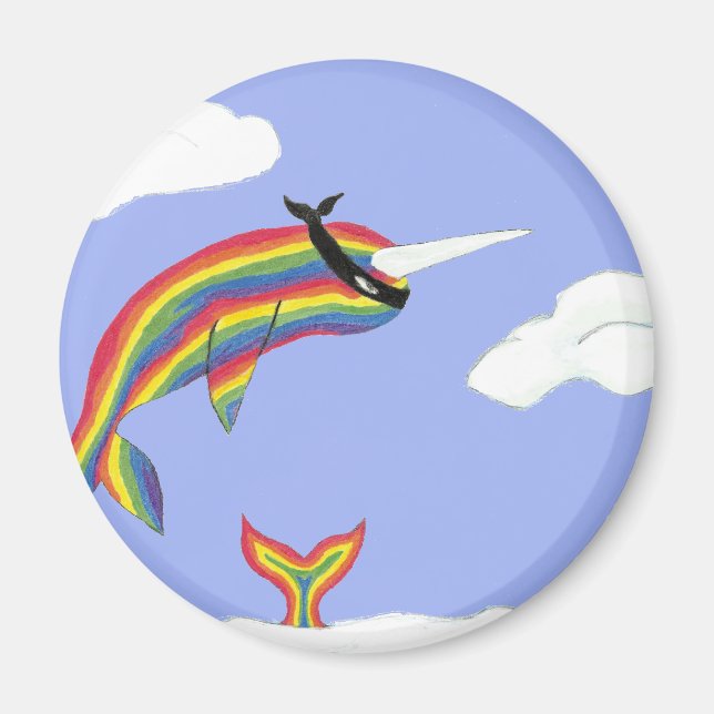 Rainbow Ninja Narwhal That Flies Magnet (Front)