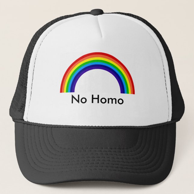 rainbow, No Homo Trucker Hat (Front)
