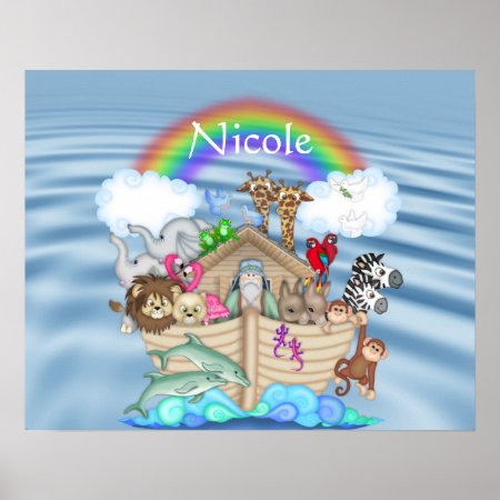 Rainbow Noahs Ark Nursery Decoration Poster