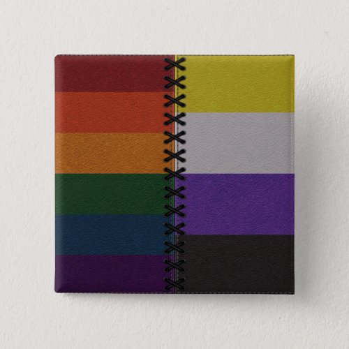 Rainbow Non_Binary Leather Flag Button