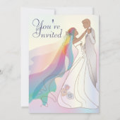 Rainbow Non-White Bride & Groom Wedding Invite 1B (Back)