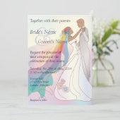 Rainbow Non-White Bride & Groom Wedding Invite 1B (Standing Front)
