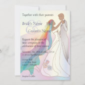 Rainbow Non-White Bride & Groom Wedding Invite 1B (Front)