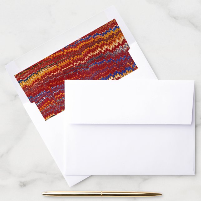 Rainbow Nonpareil Marbled Paper Wedding Envelope Liner